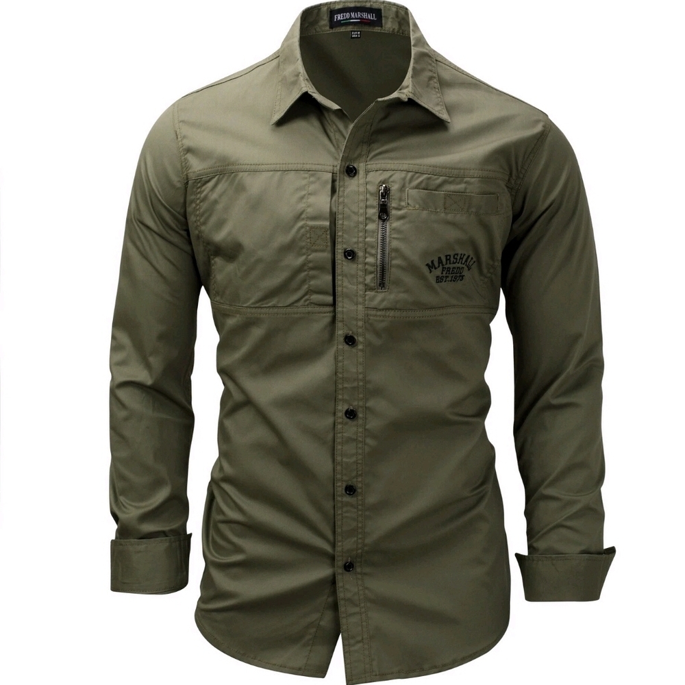 Marshall Fredd Men's Casual Tan Button Down Shirt Size Large